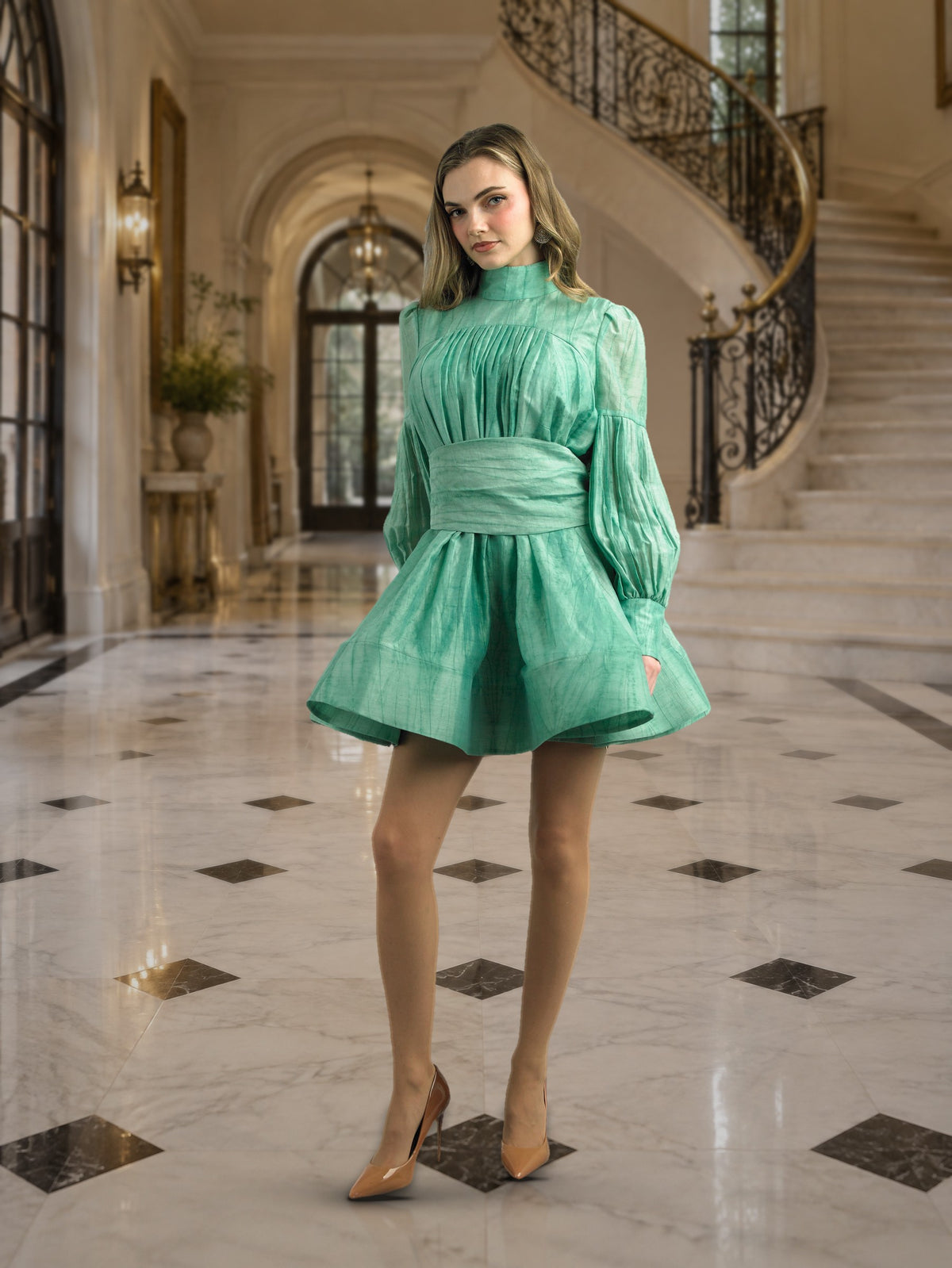 Long Sleeve Short Length Dress