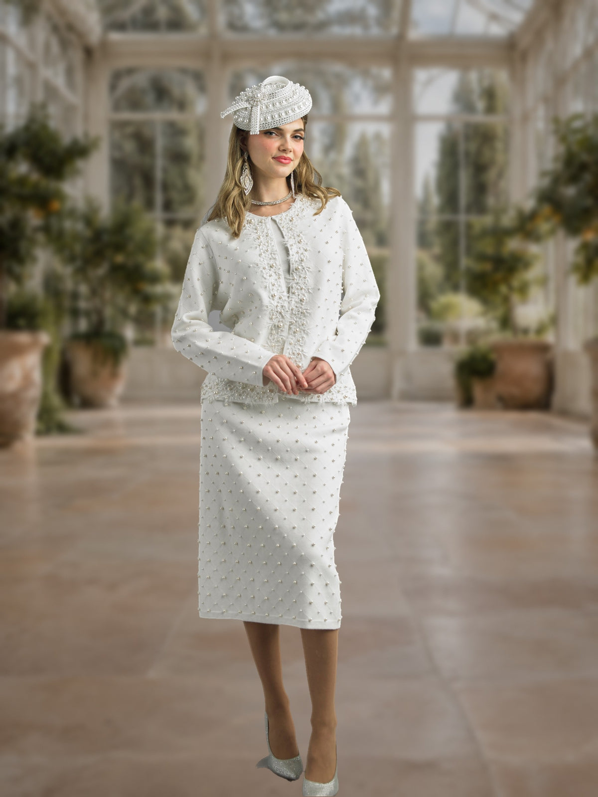 2-Piece Long Sleeve Mid-Length Skirt Suit