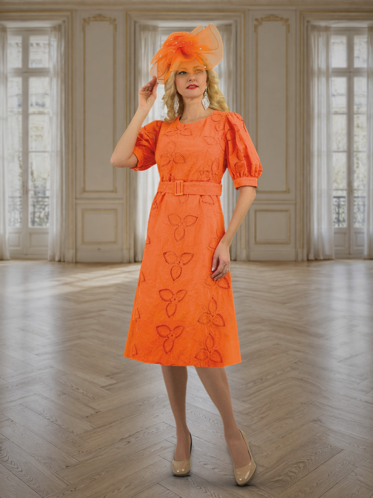 Fine Eyelet Dress w/ Bishop Sleeves
