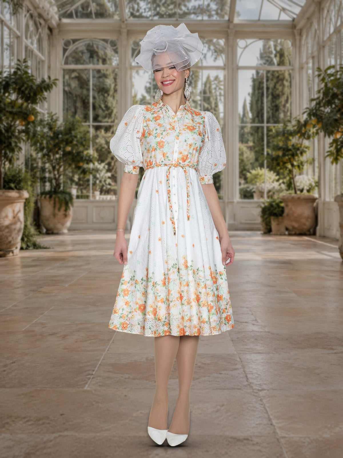 Fine Eyelet Dress w/ Removable Braided Belt