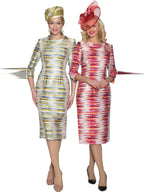 Lily & Taylor Light Brocade Dress w/ Rhinestone Brooch