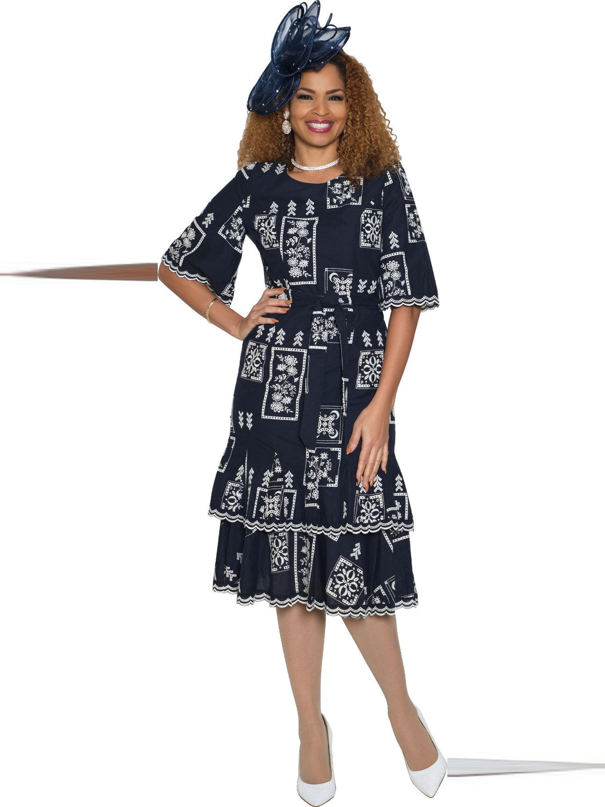 Lily & Taylor Eyelet Dress w/ Kimono Sleeve