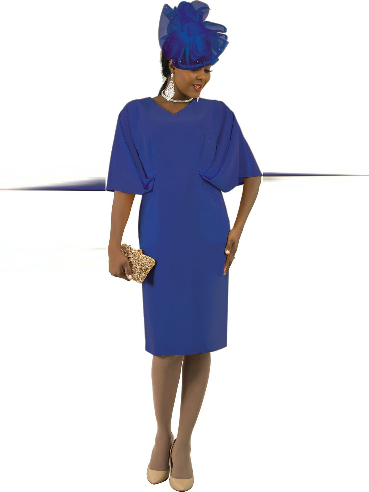 Lily & Taylor French Crepe Dress w/ Dramatic Sleeves