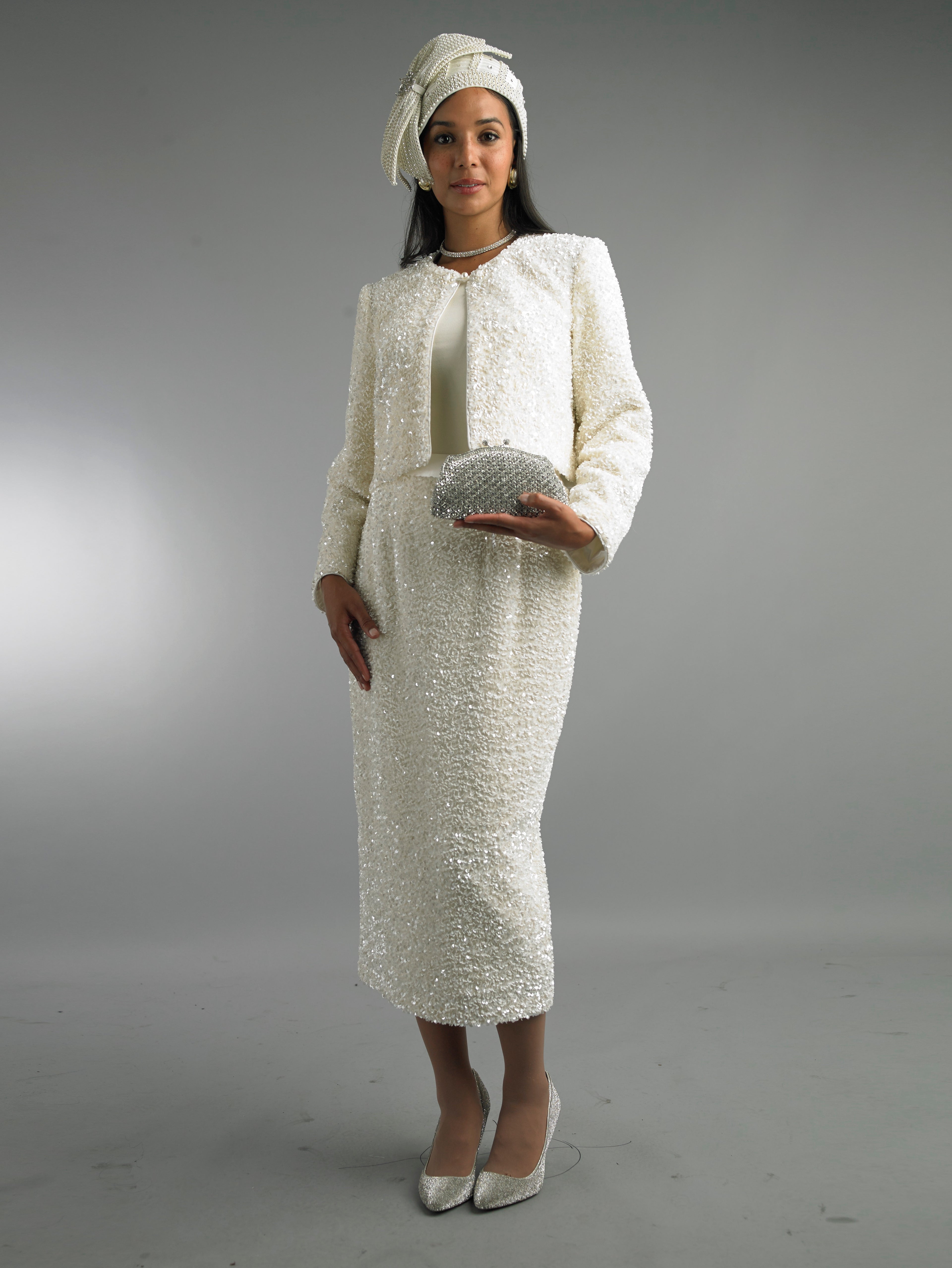 5013 - 2 Piece Long Sleeve Mid-Length Skirt Suit