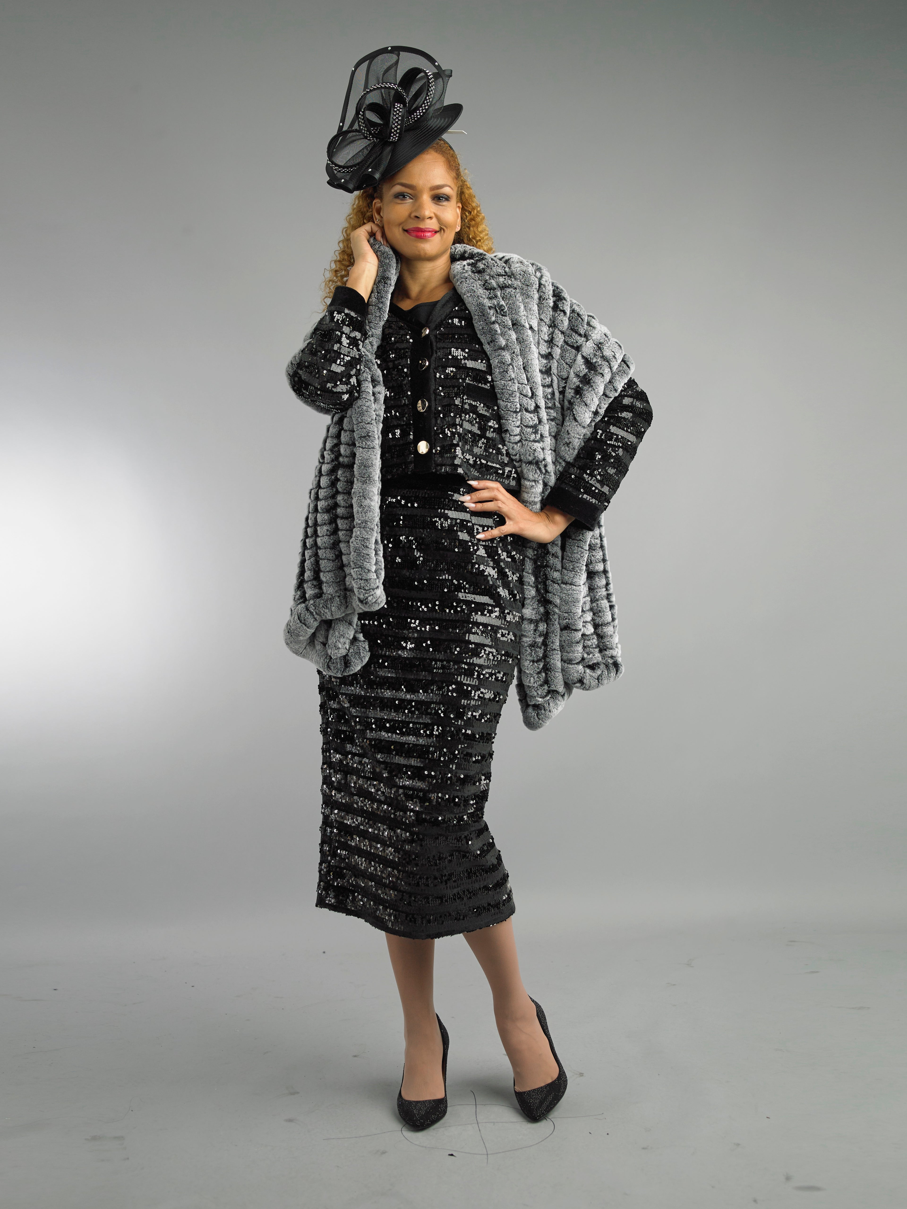 5014 - 2 Piece Long Sleeve Mid-Length Skirt Suit