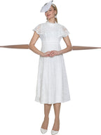 Lily & Taylor Lace Dress w/ Flutter Cape Sleeves