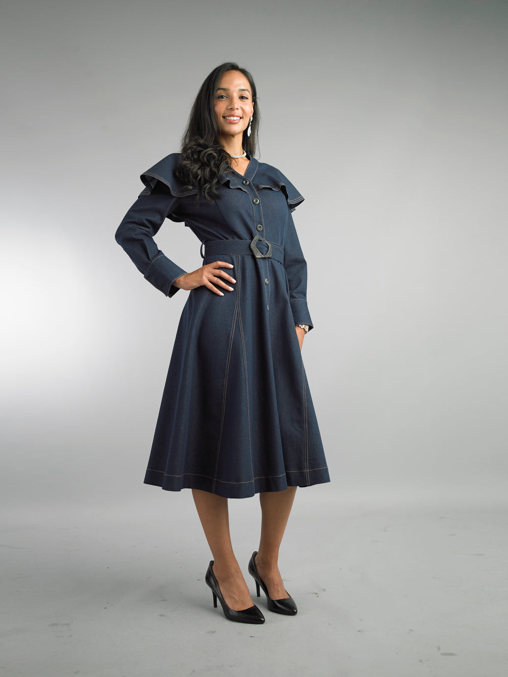 5072 - Long Sleeve Mid-Length Dress
