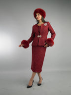3-Piece Long Sleeve Mid-Length Skirt Suit
