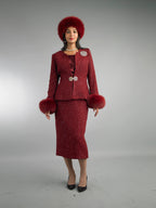 3-Piece Long Sleeve Mid-Length Skirt Suit