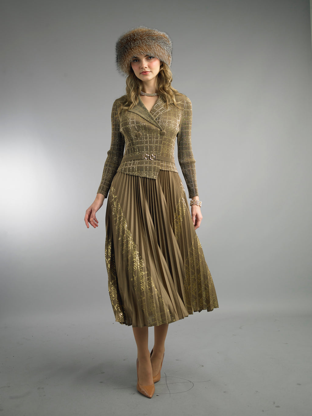 5091 - 2 Piece Long Sleeve Mid-Length Dress