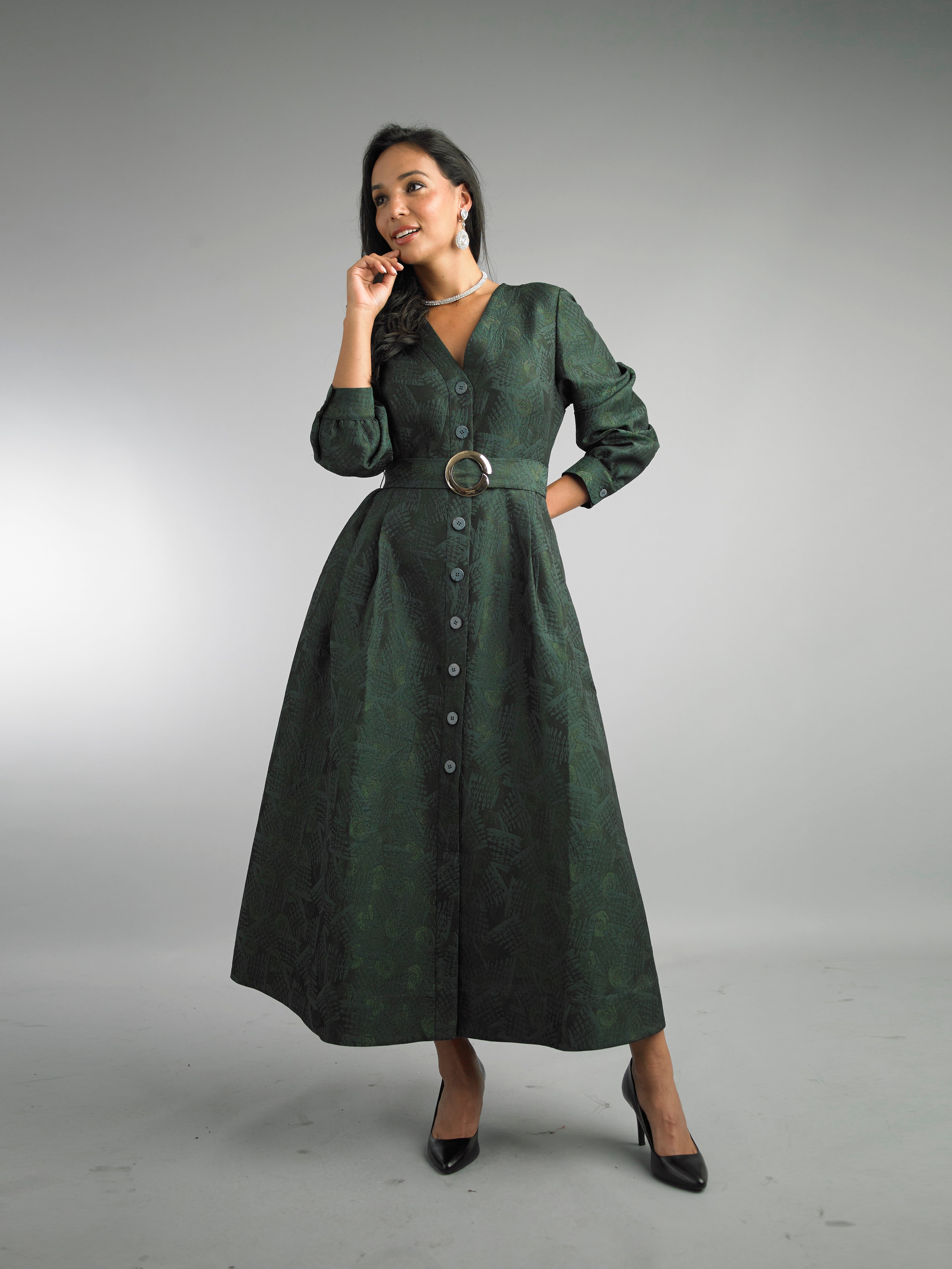 5111 - Long Sleeve Long Length Dress