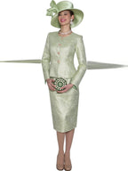 Lily & Taylor 2-Piece Elegant Shimmer Novelty Skirt Suit w/ Rhinestone Buttons