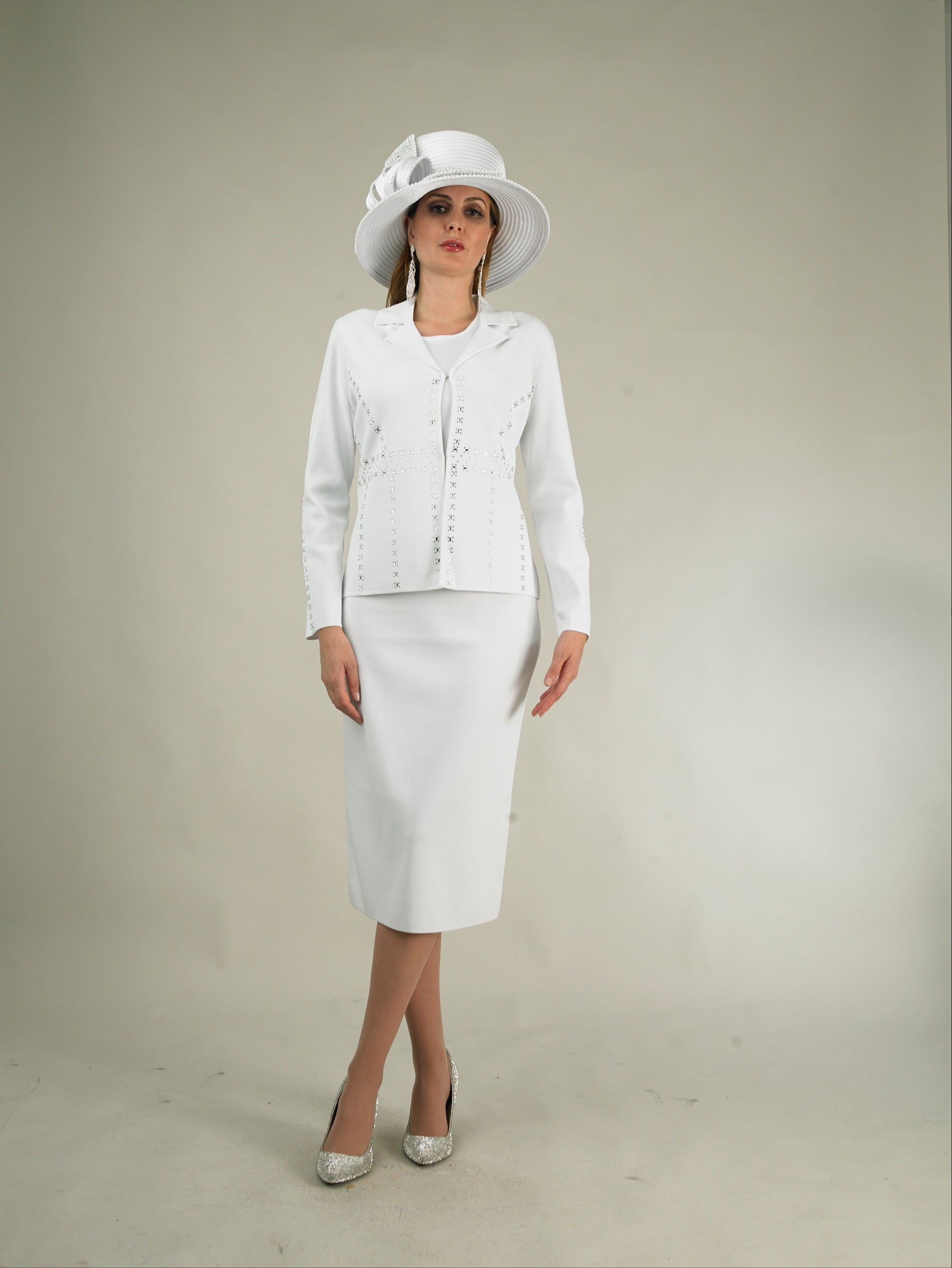 769 - 2 Piece Long Sleeve Mid-Length Skirt Suit