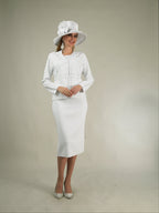 2-Piece Long Sleeve Mid-Length Skirt Suit
