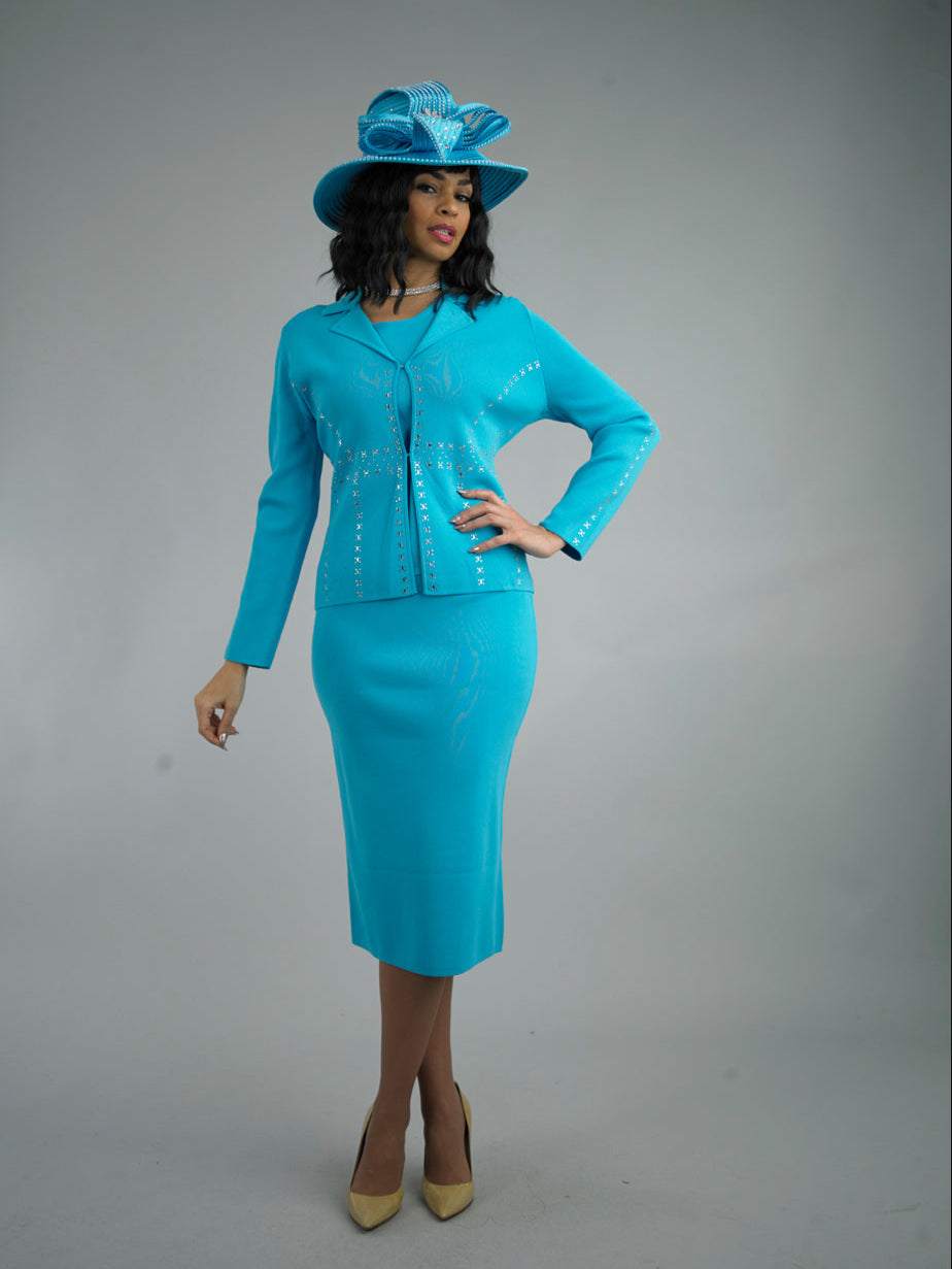 769 - 2 Piece Long Sleeve Mid-Length Skirt Suit