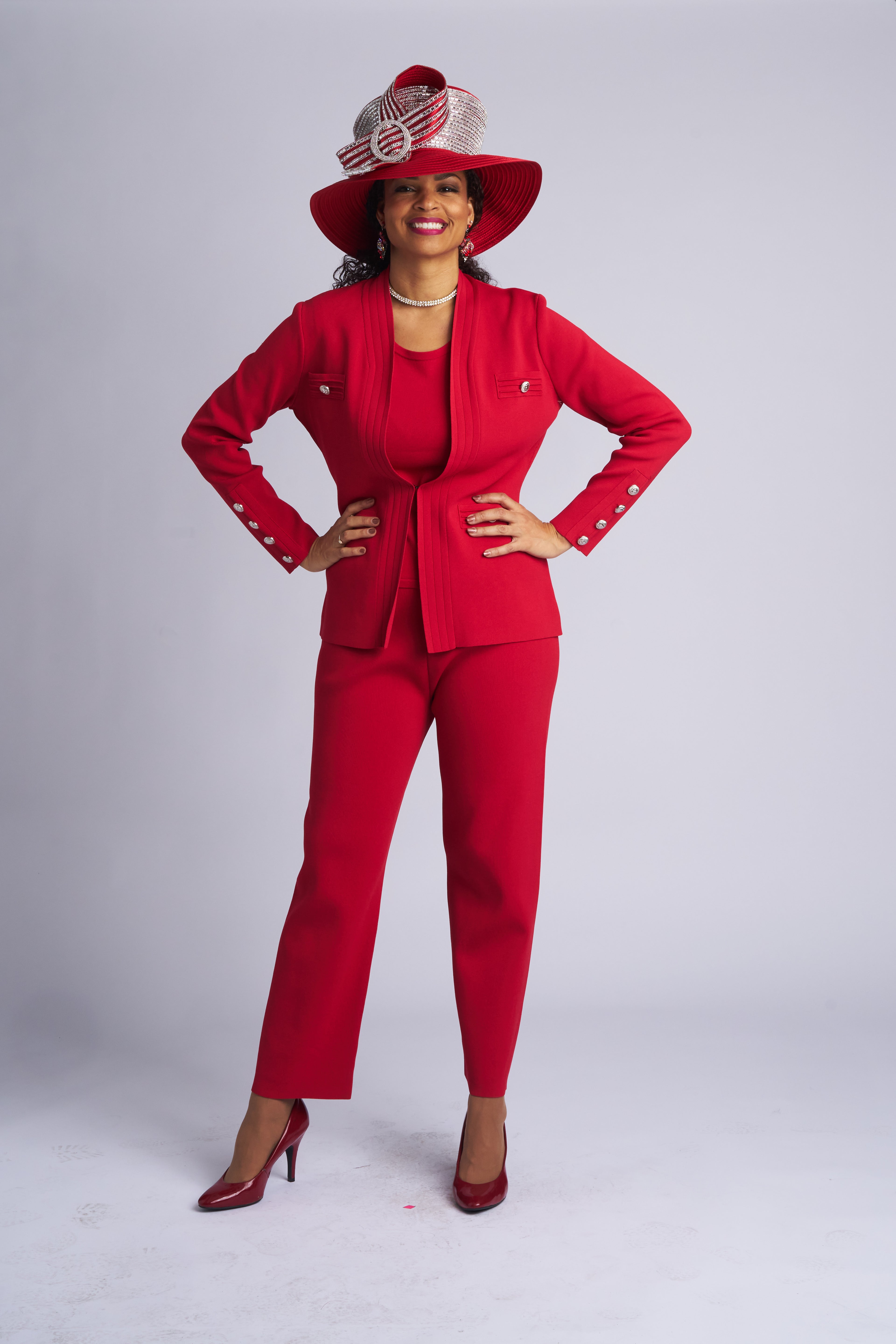 780 - 3 Piece Long Sleeve Long Length Knit Pant Suit