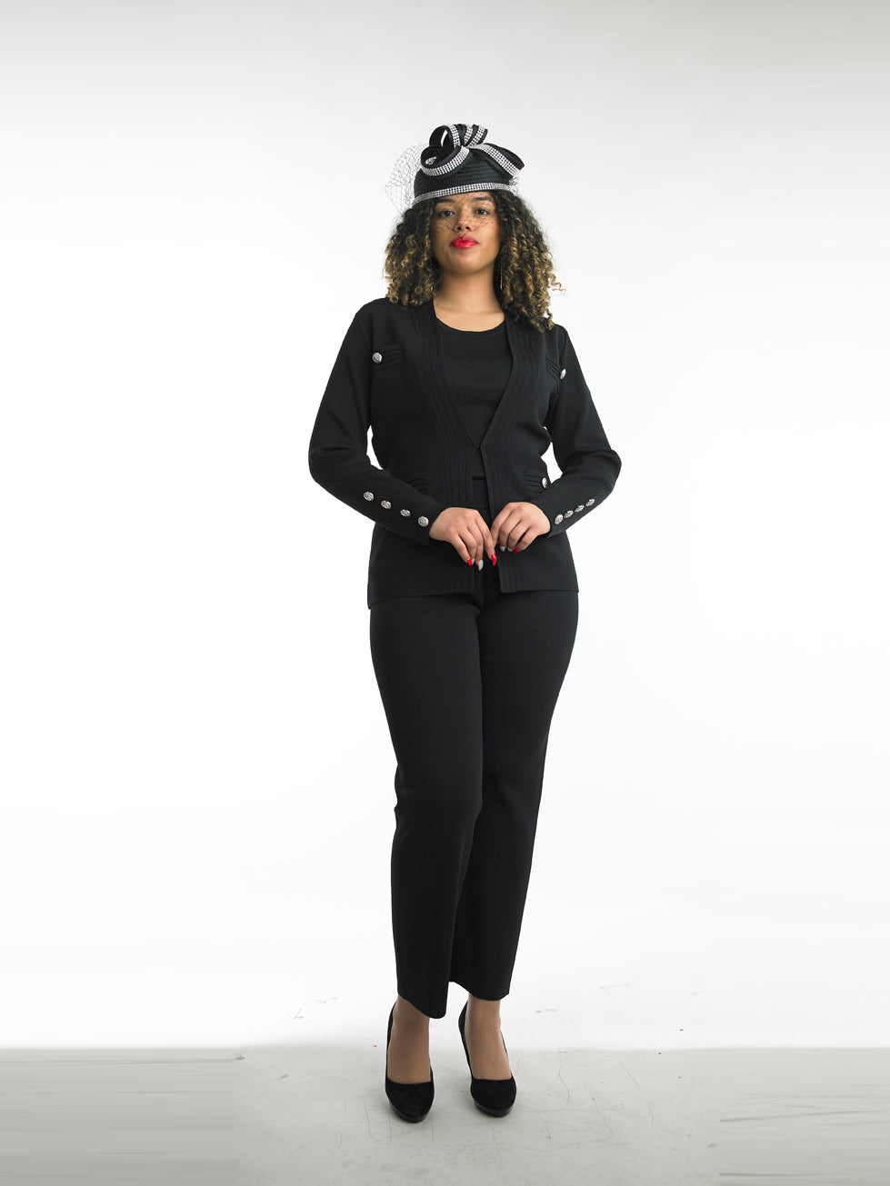 780 - 3 Piece Long Sleeve Long Length Knit Pant Suit