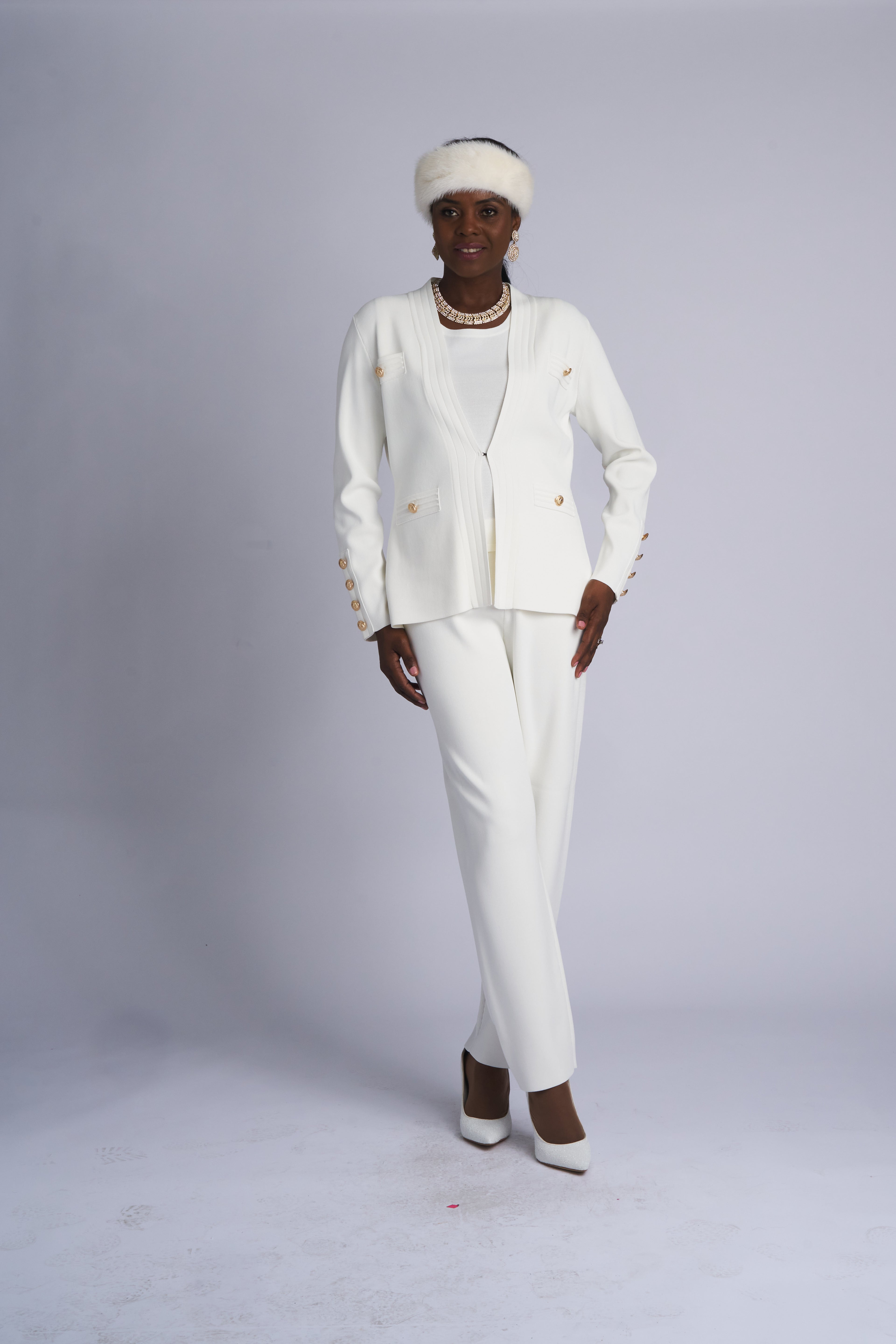 780 - 3 Piece Long Sleeve Long Length Knit Pant Suit
