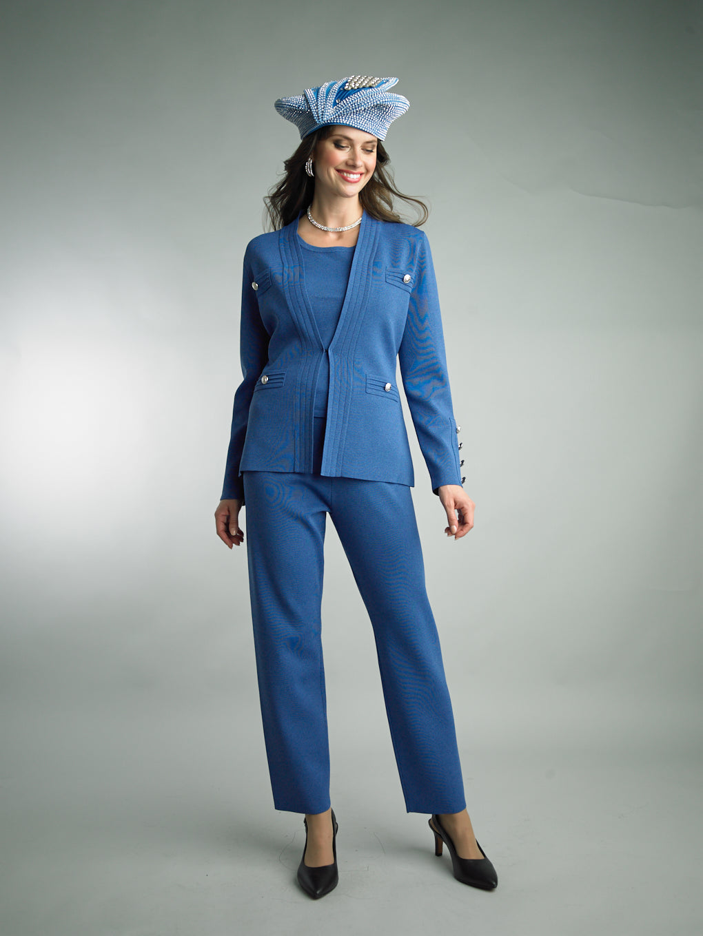 780 - 3 Piece Long Sleeve Long Length Knit Pant Suit