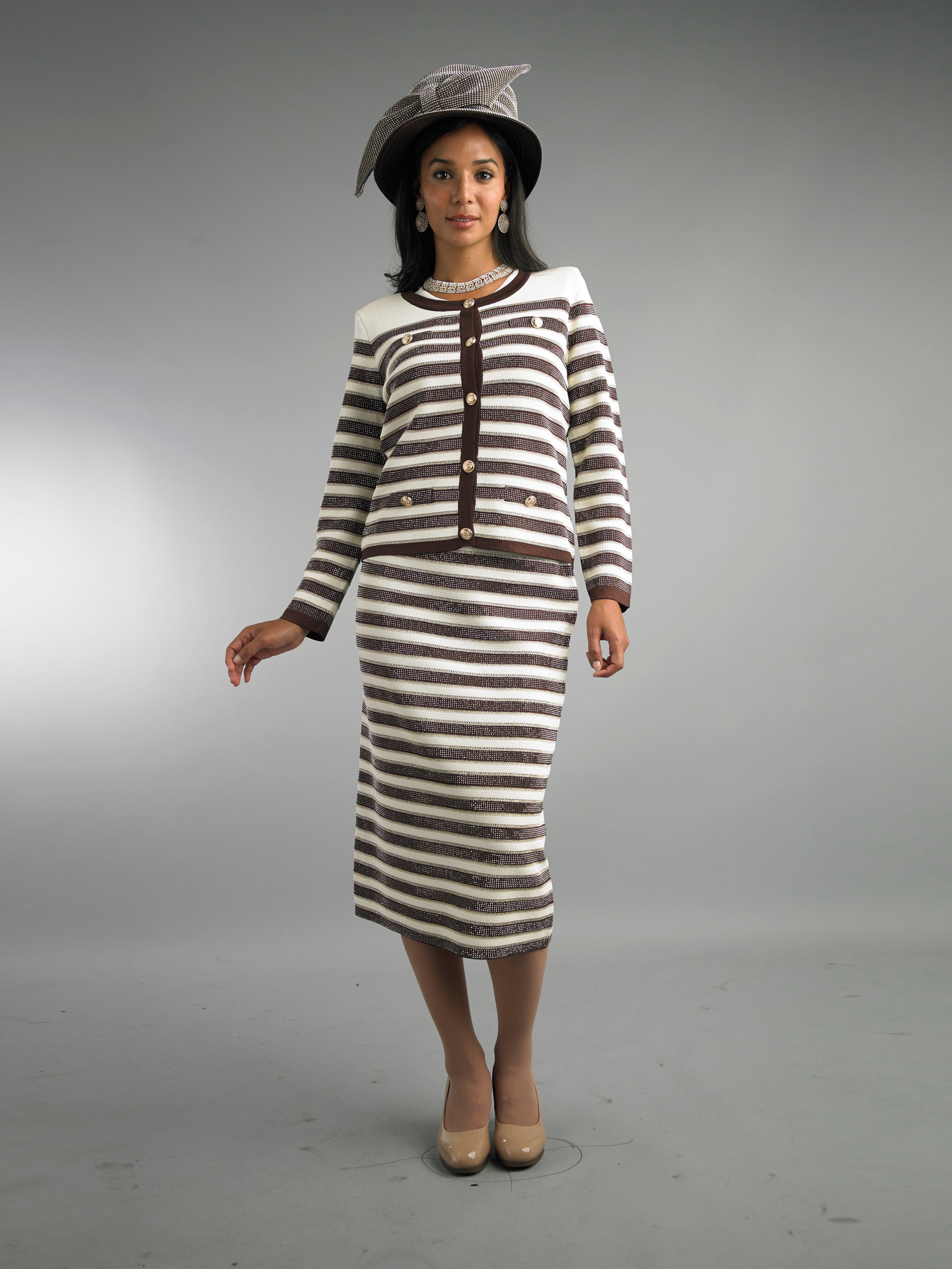 839 - 2 Piece Long Sleeve Mid-Length Skirt Suit