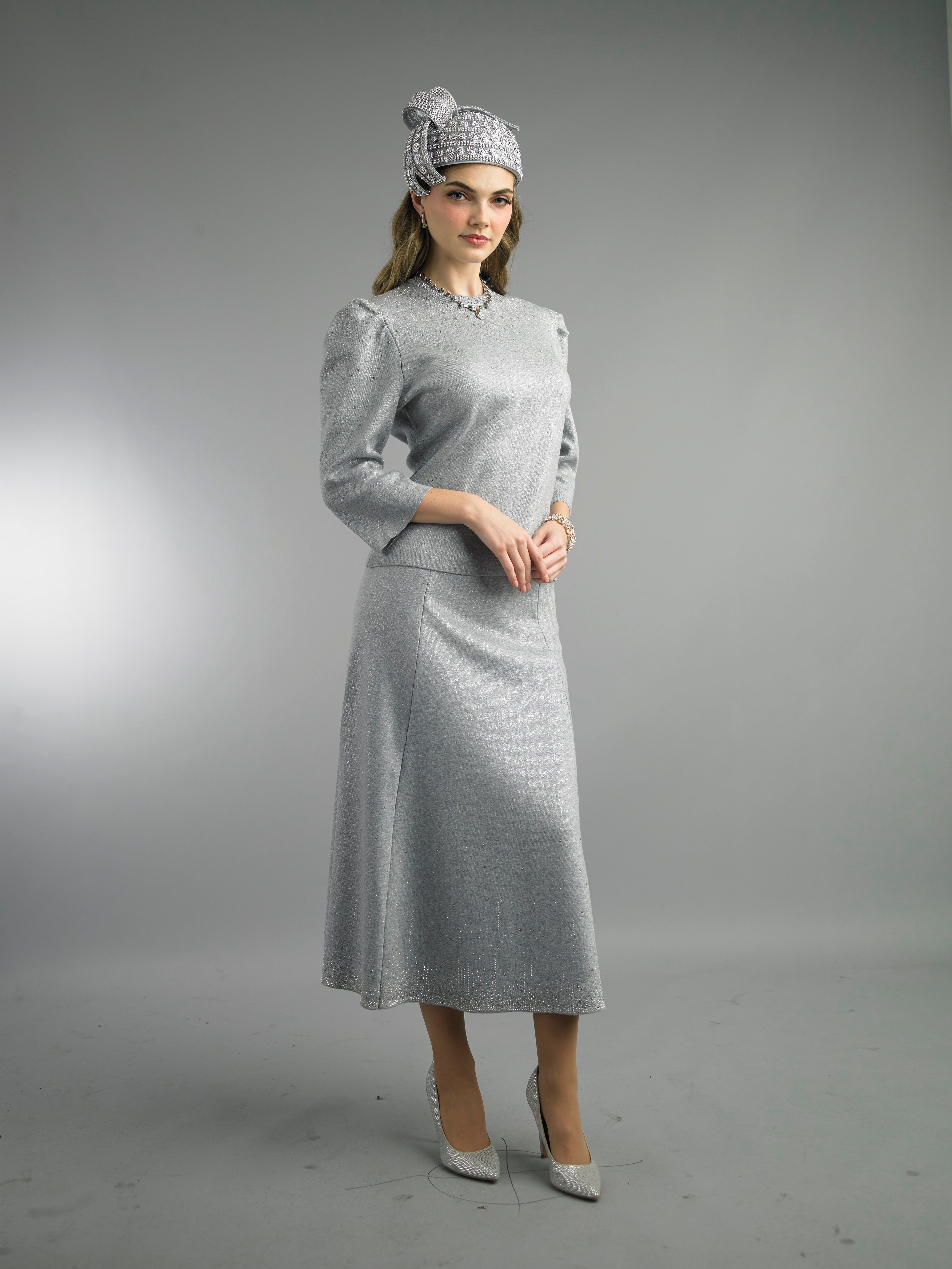 841 - 2 Piece Long Sleeve Mid-Length Dress