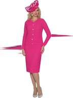 Lily & Taylor 3-Piece Fine Crochet Skirt Suit w/ Rhinestone Buttons