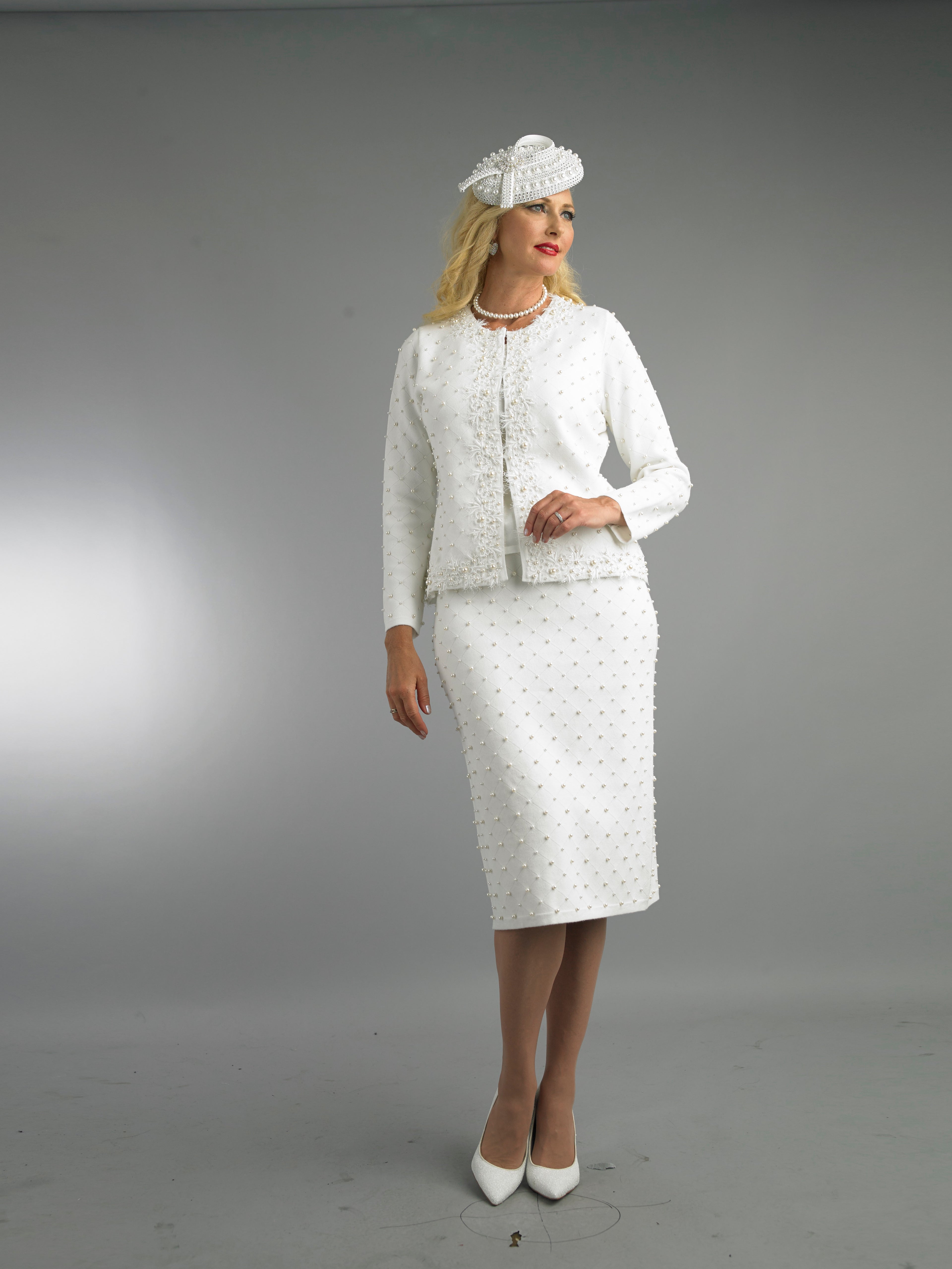 866 - 2 Piece Long Sleeve Mid-Length Skirt Suit