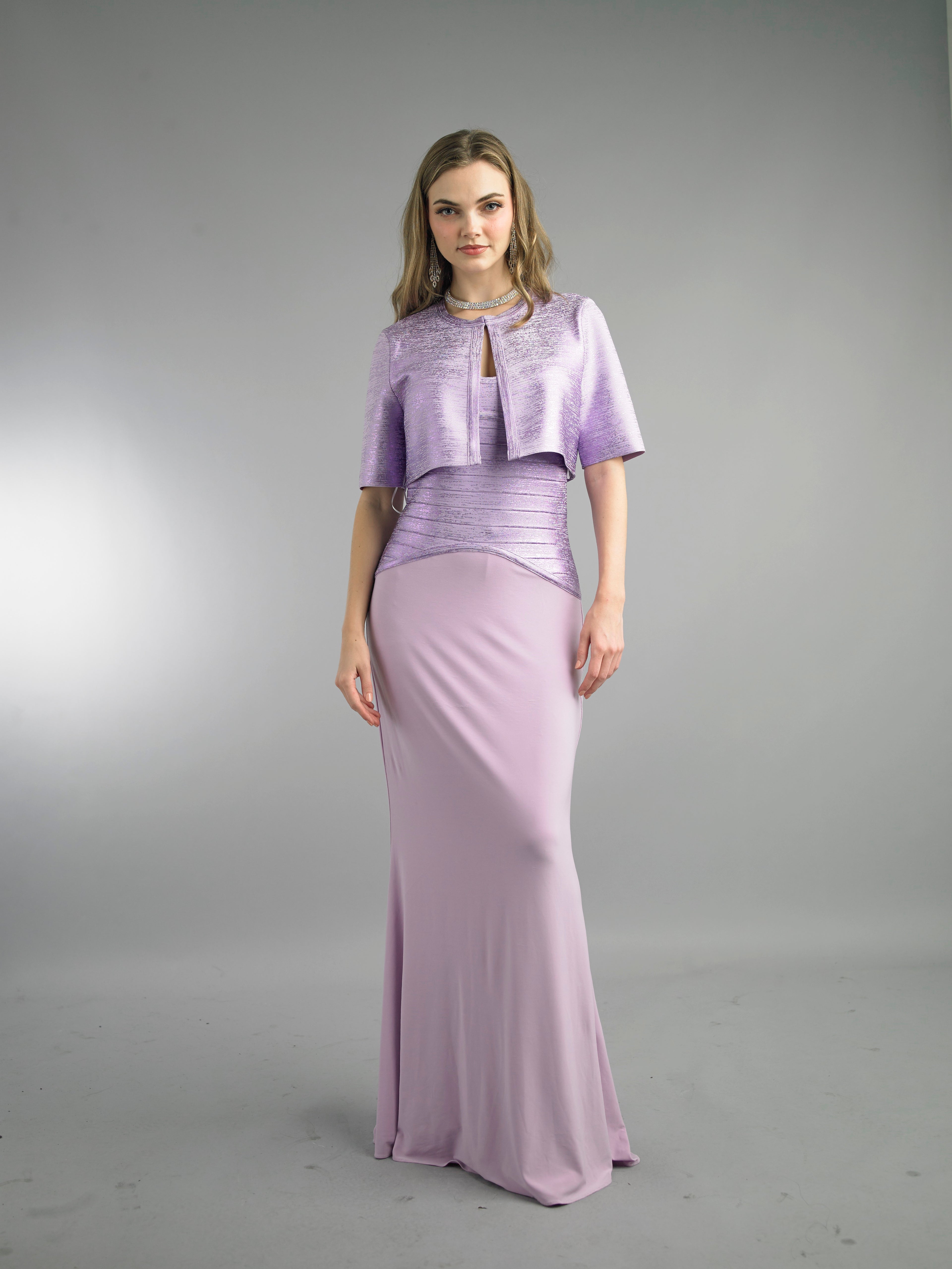 885 - 2 Piece Short Sleeve Long Dress