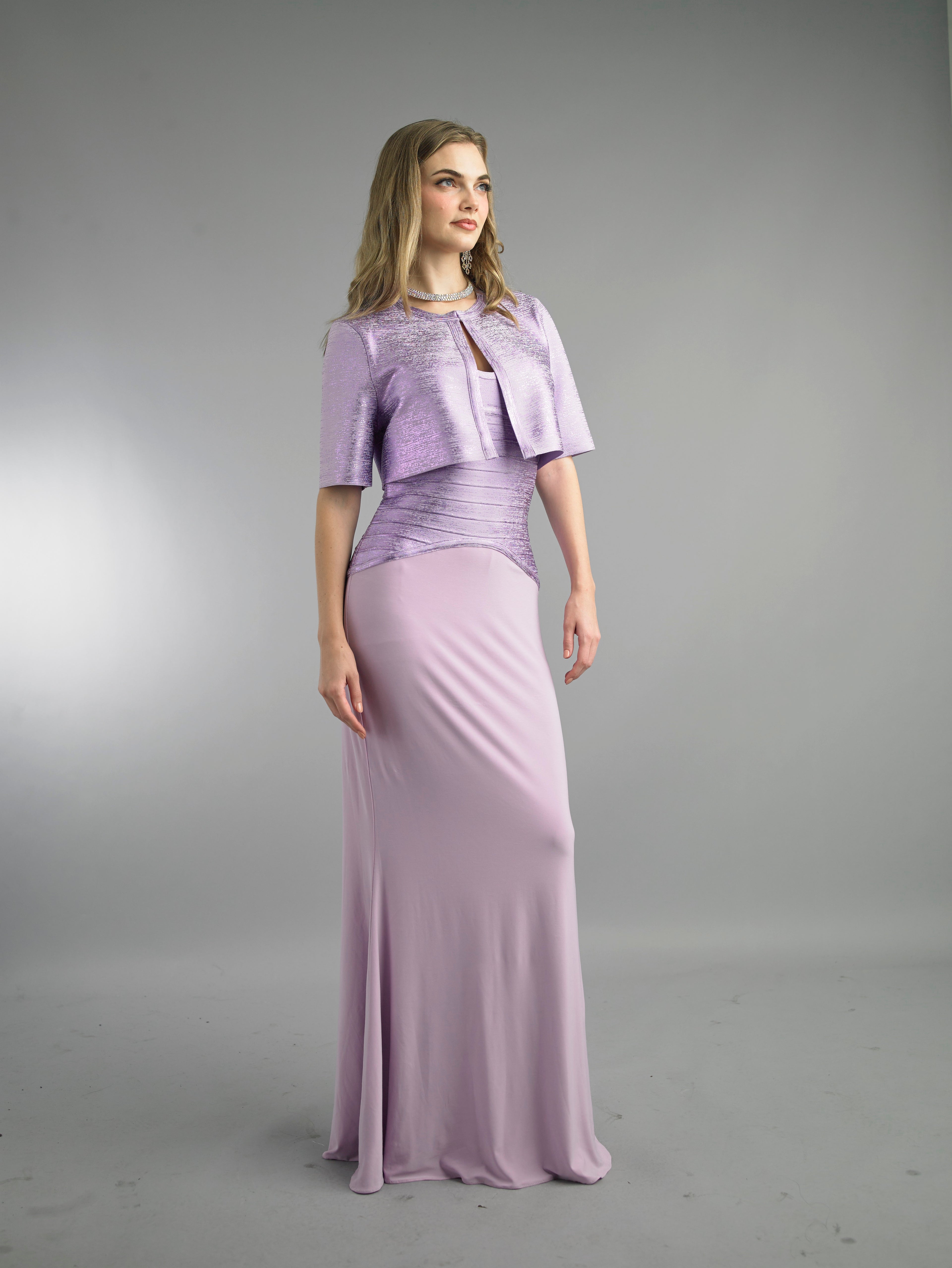 885 - 2 Piece Short Sleeve Long Dress