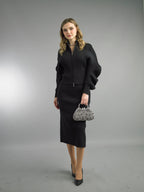 2-Piece Long Sleeve Mid-Length Skirt Suit