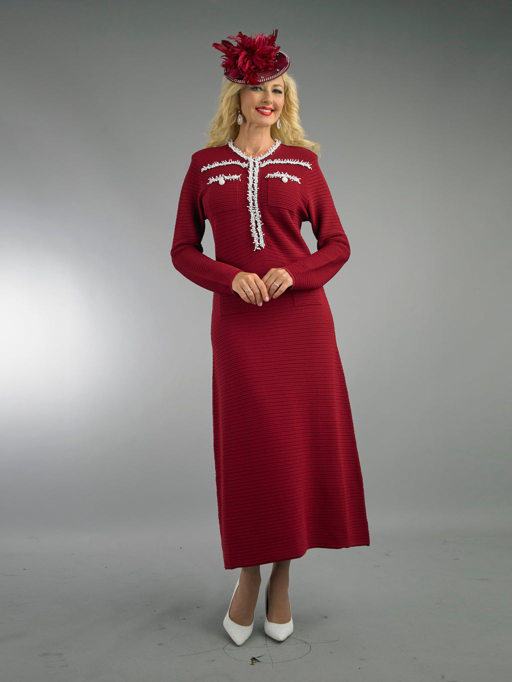 890 - Long Sleeve Mid-Length Knit Dress