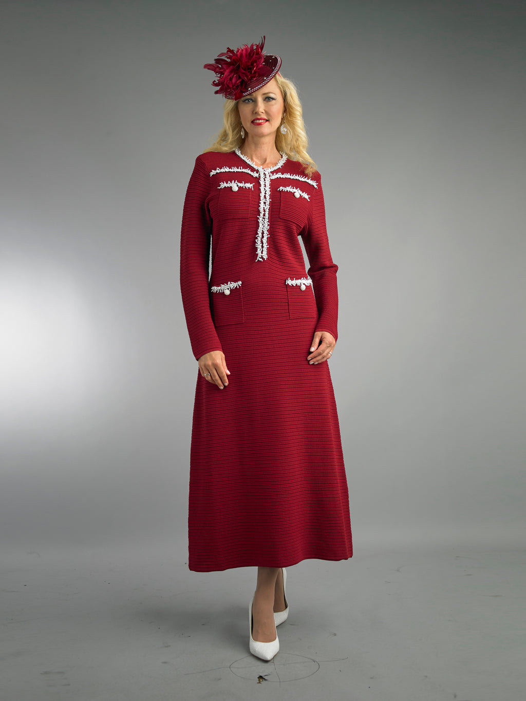 890 - Long Sleeve Mid-Length Knit Dress