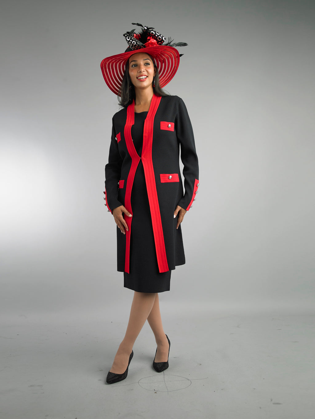 891 - 2 Piece Long Sleeve Mid-Length Skirt Suit