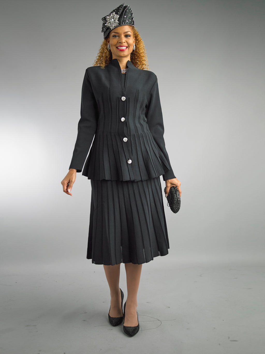 892 - 3 Piece Long Sleeve Mid-Length Skirt Suit