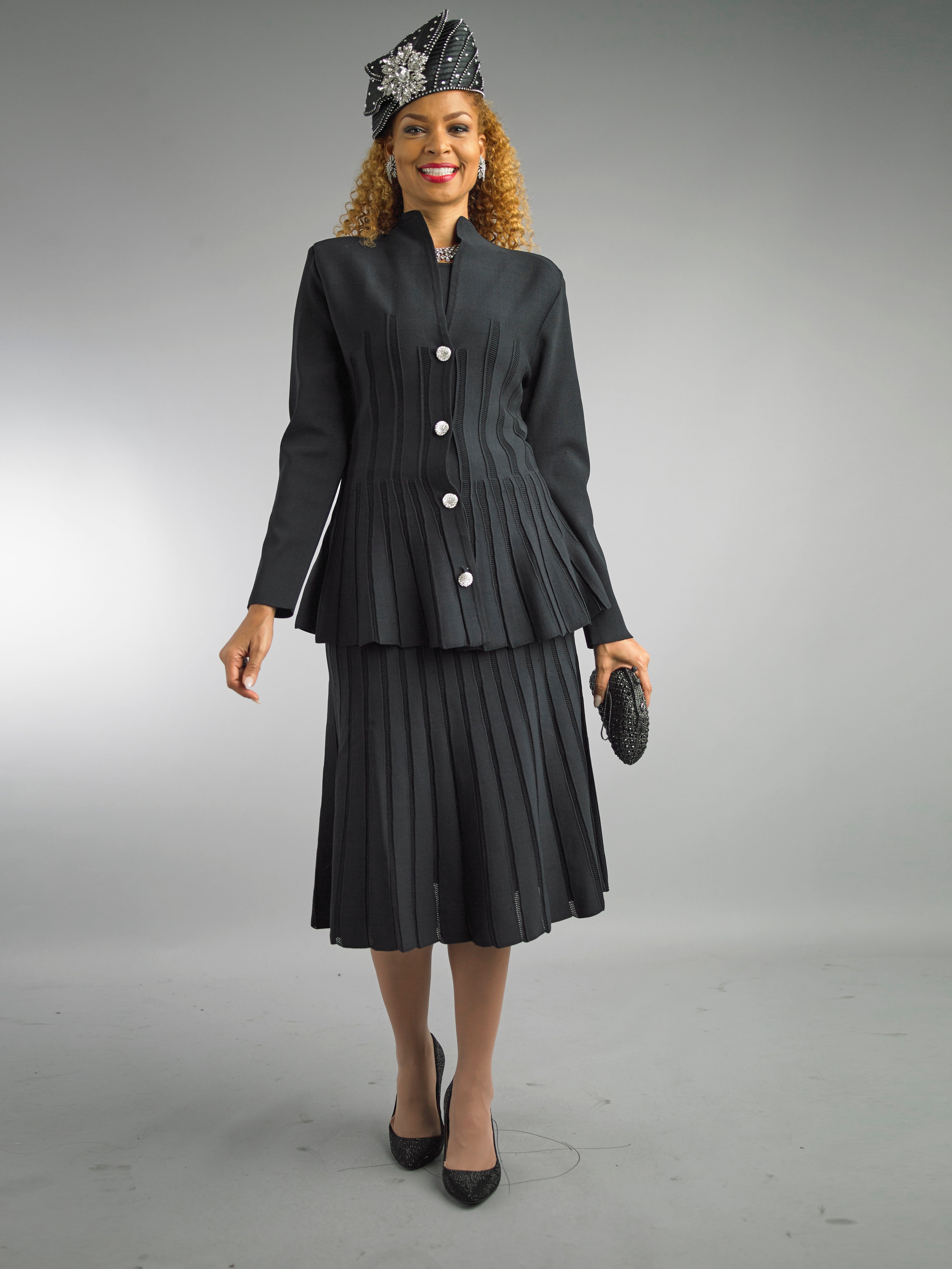 892 - 3 Piece Long Sleeve Mid-Length Skirt Suit