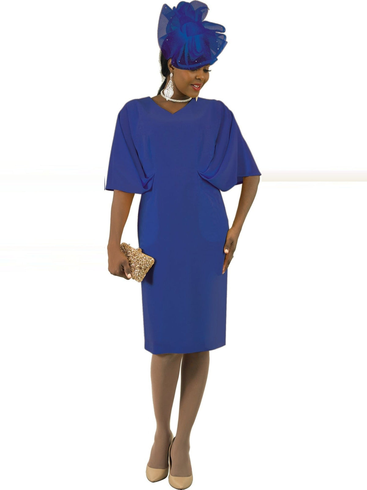 French Crepe Dress w/ Dramatic Sleeves