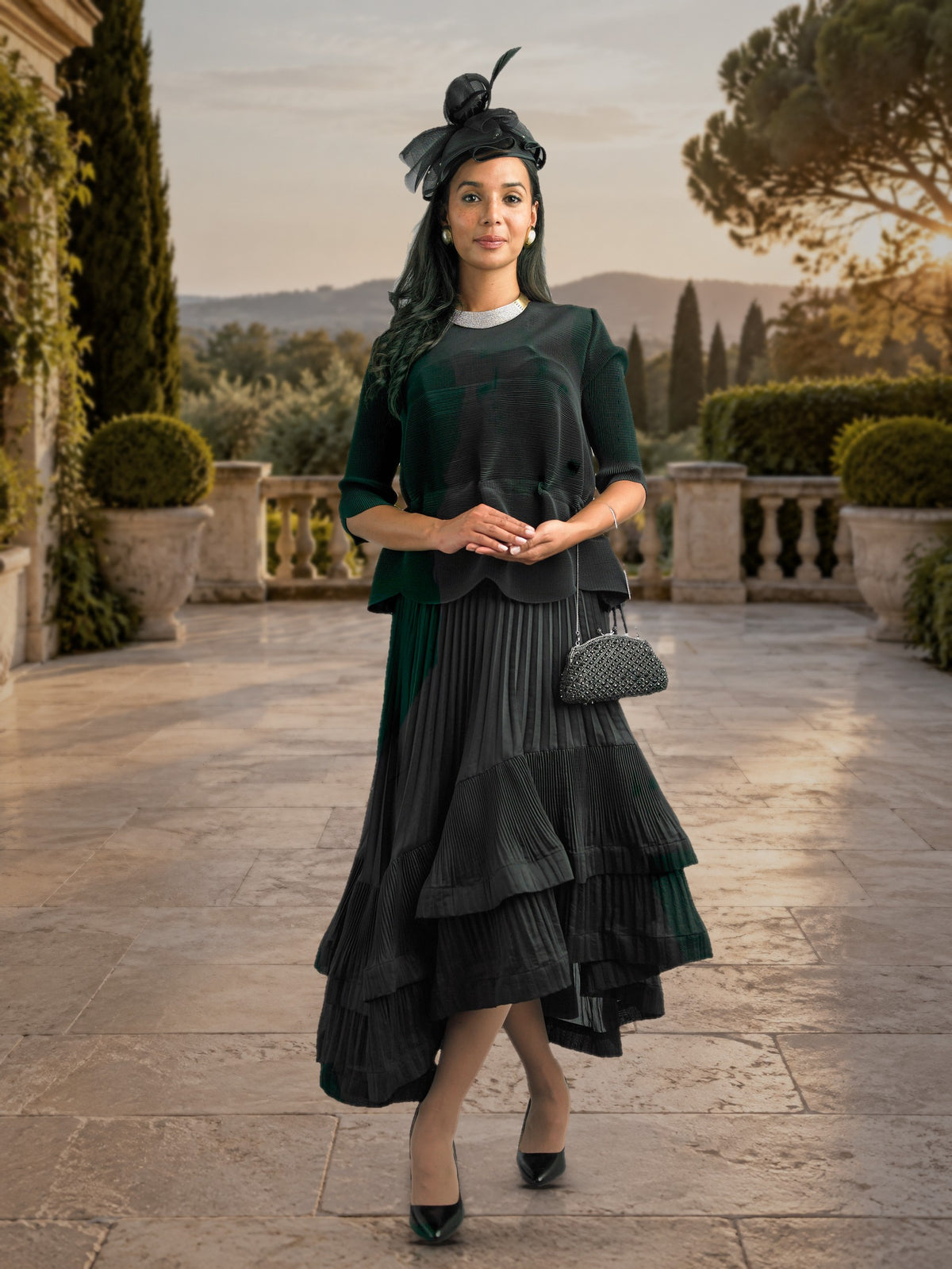 2-Piece Short Sleeve Long Length Dress