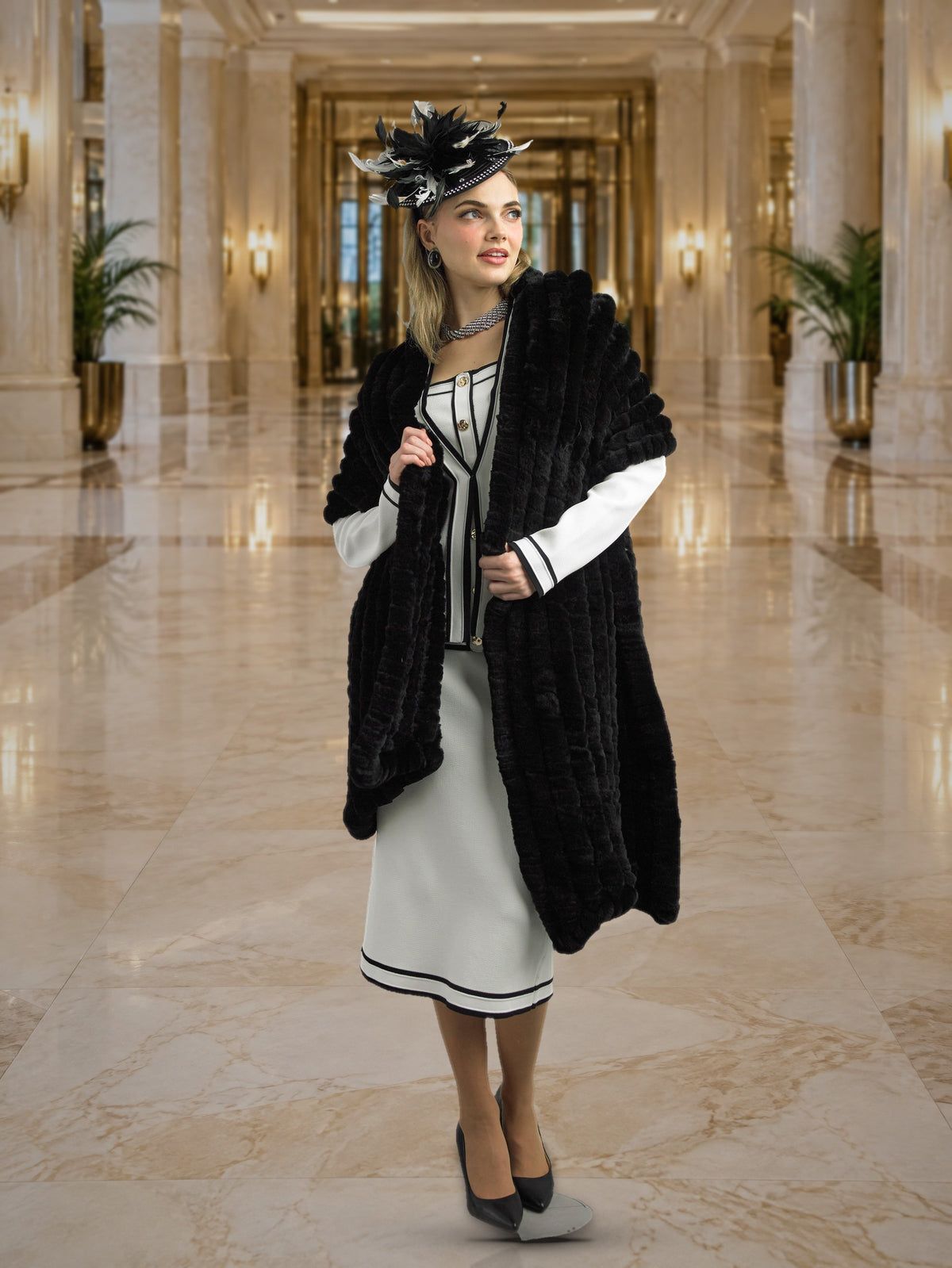 2-Piece Long Sleeve Mid-Length Skirt Suit