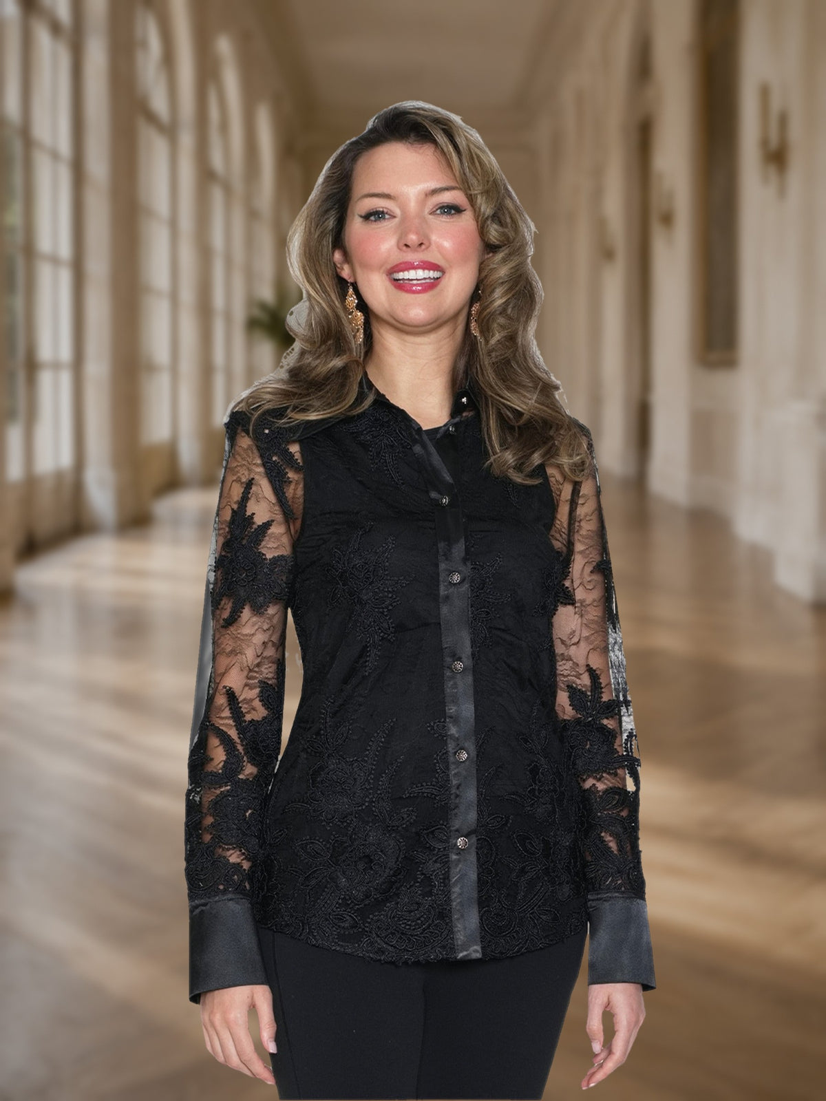 2-Piece Poly/organza Blouse