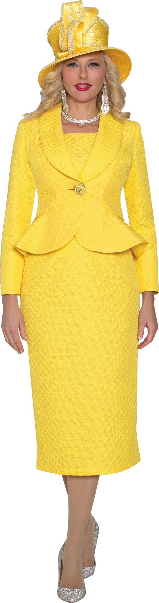 Lily & Taylor 5133 3-Piece Picque Skirt Suit w/ Rhinestone Button