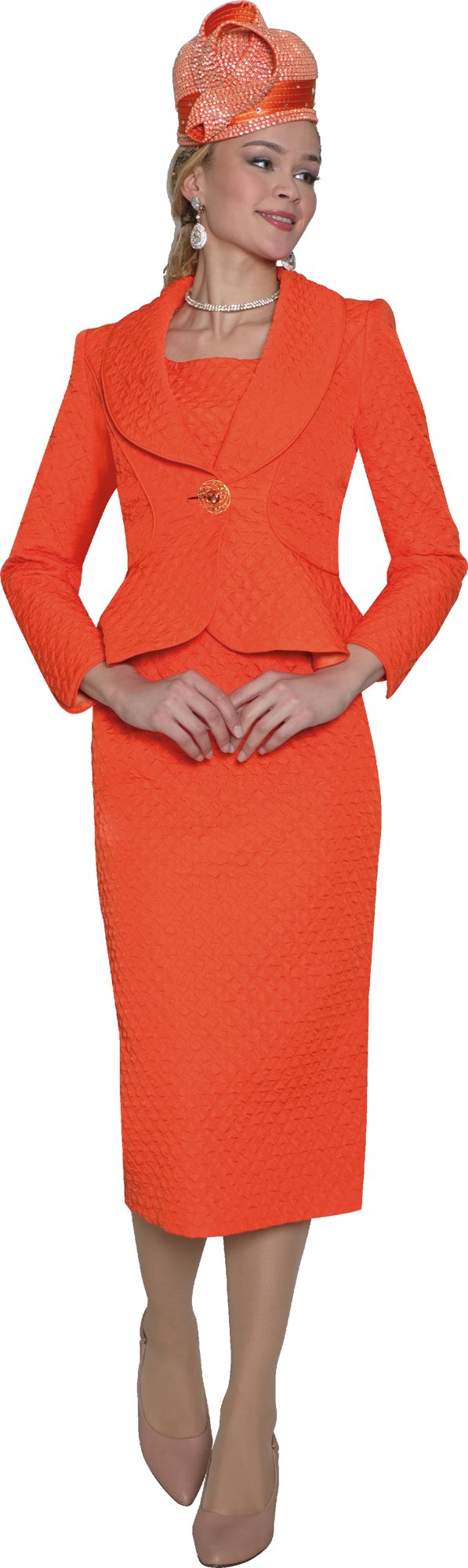Lily & Taylor 5133 3-Piece Picque Skirt Suit w/ Rhinestone Button