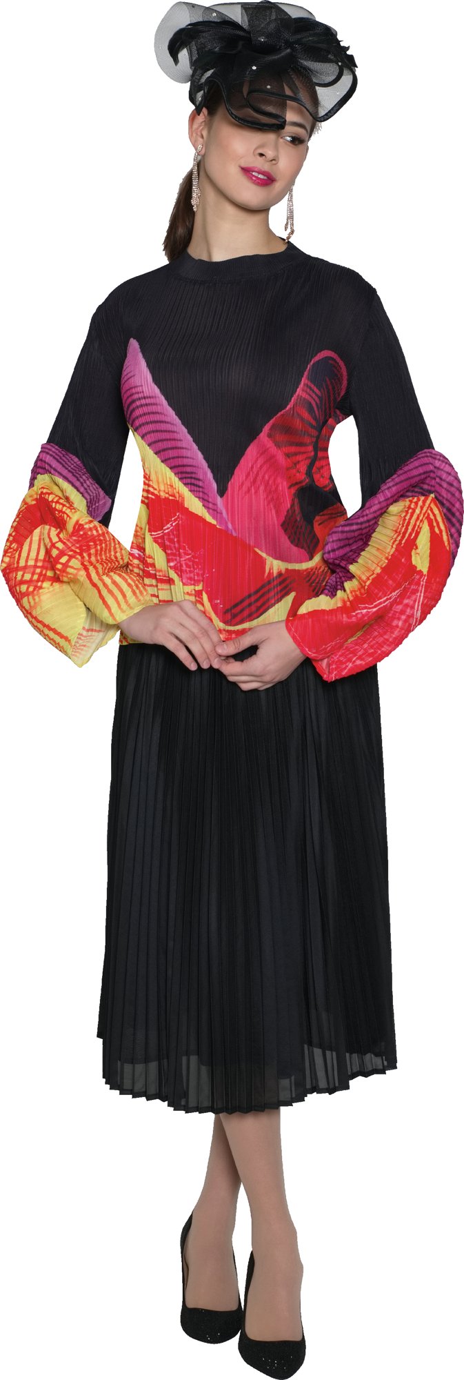 Lily & Taylor 5175 2-Piece Fine Pleated Blouse & Skirt