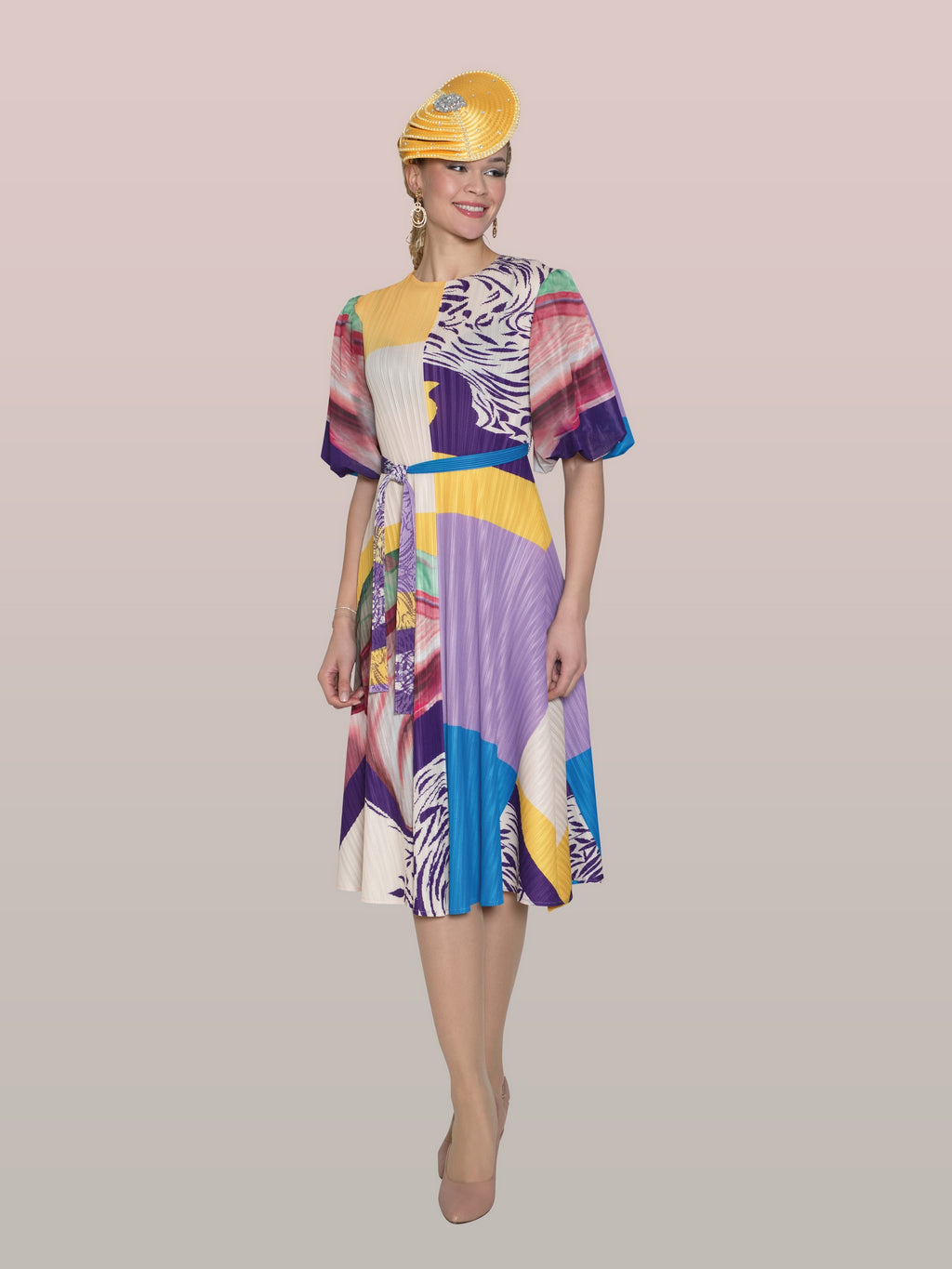 Fine Pleated Maxi Dress w/ Removeable Belt