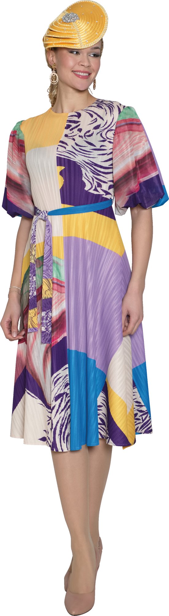 Lily & Taylor 5170 Fine Pleated Maxi Dress w/ Removeable Belt