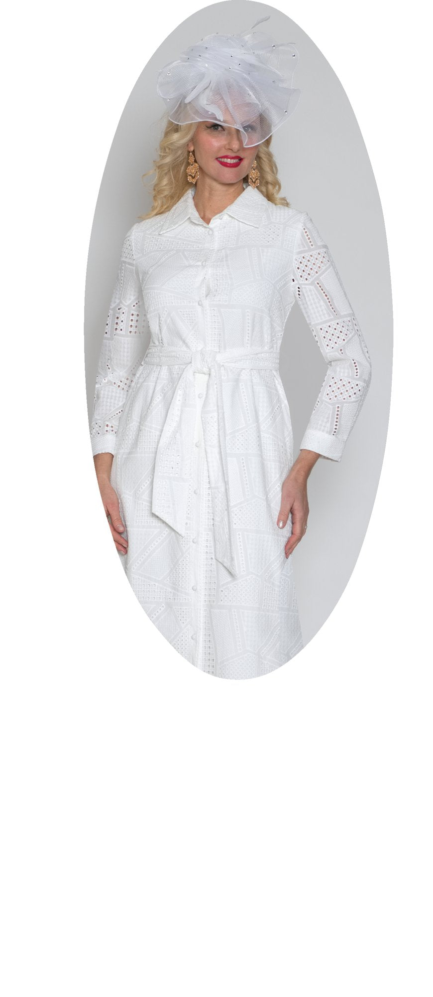 Lily & Taylor 5114 Fine Eyelet Dress w/ Removeable Belt