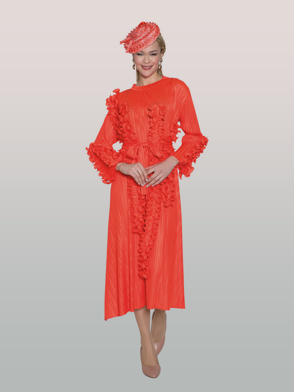 Maxi Pleated Dress w/ Removeabe Belt