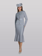 2-Piece Fine Knit Skirt Suit w/ Removeable Belt