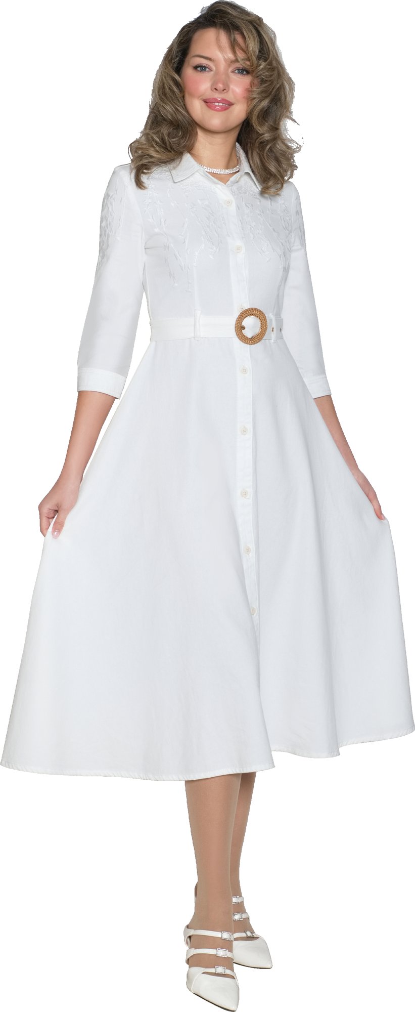Lily & Taylor 5152 Denim Dress w/ Embroidery