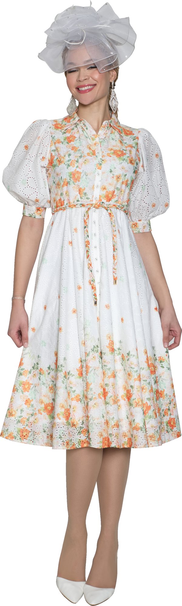 Lily & Taylor 5126 Fine Eyelet Dress w/ Removeable Braided Belt