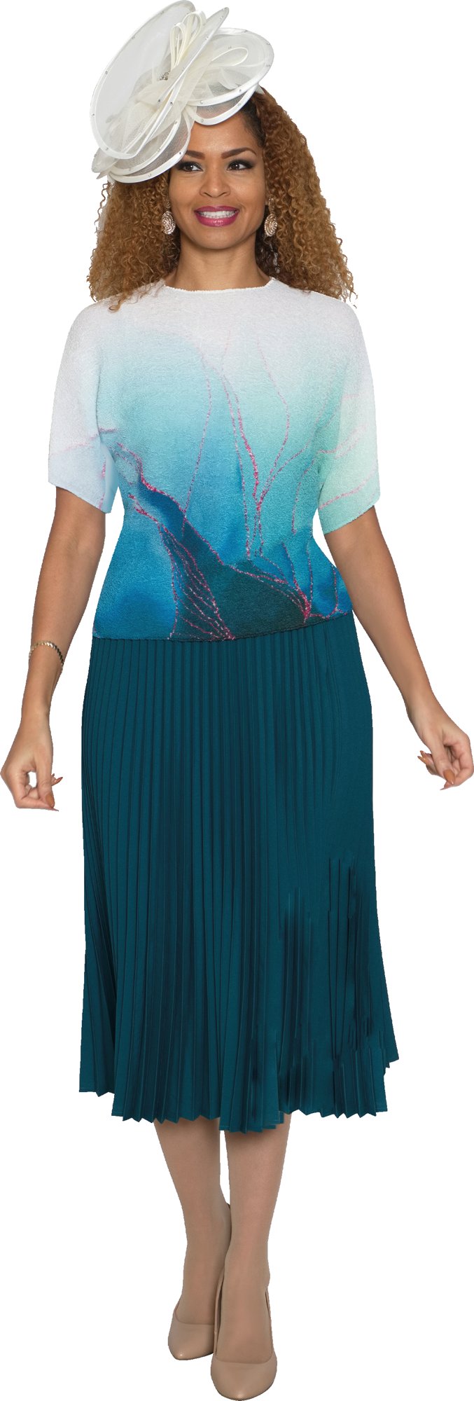 Lily & Taylor 5173 2-Piece Fine Pleated Skirt & Blouse